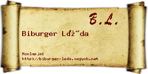 Biburger Léda névjegykártya